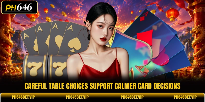 Careful table choices support calmer card decisions