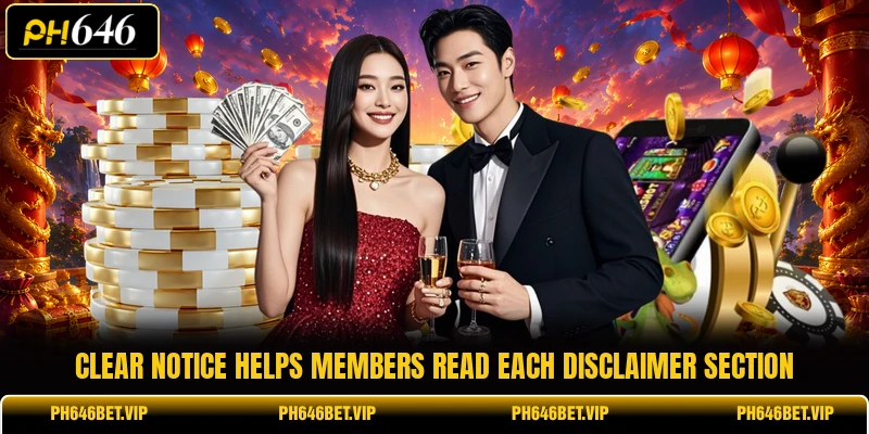 Clear notice helps members read each disclaimer section