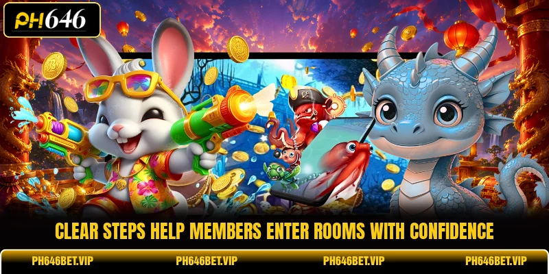 Clear steps help members enter rooms with confidence