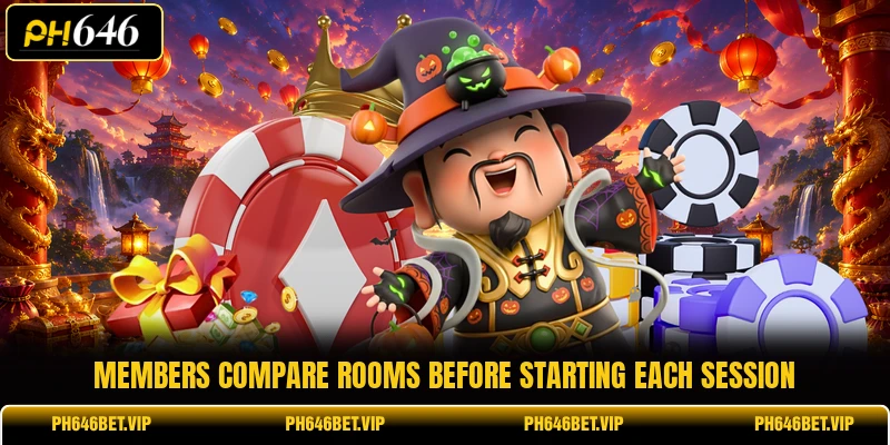 Members compare rooms before starting each session