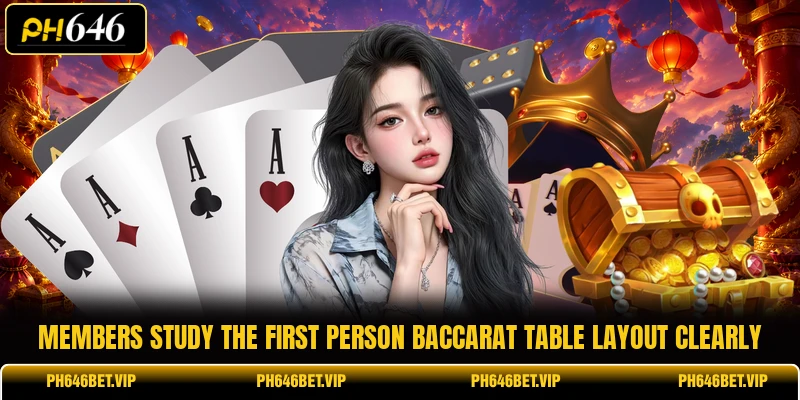 Members study the First Person Baccarat table layout clearly
