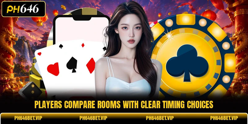 Players compare rooms with clear timing choices