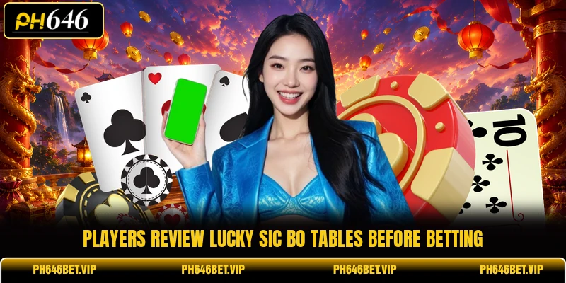 Players review Lucky Sic Bo tables before betting