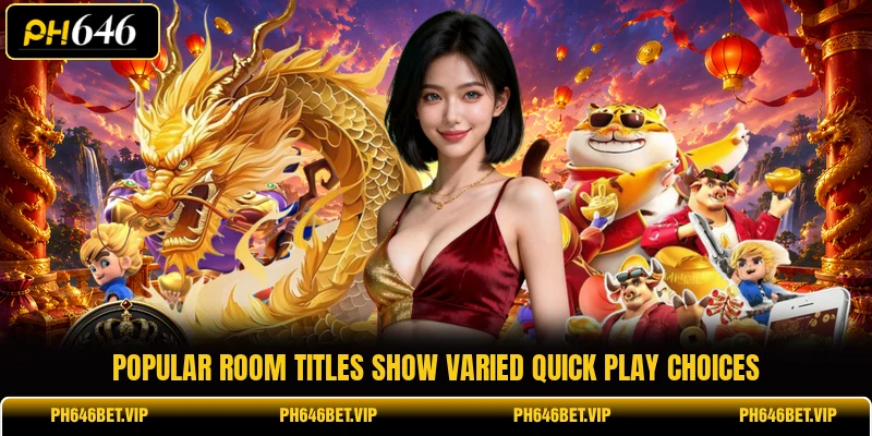 Popular room titles show varied quick play choices