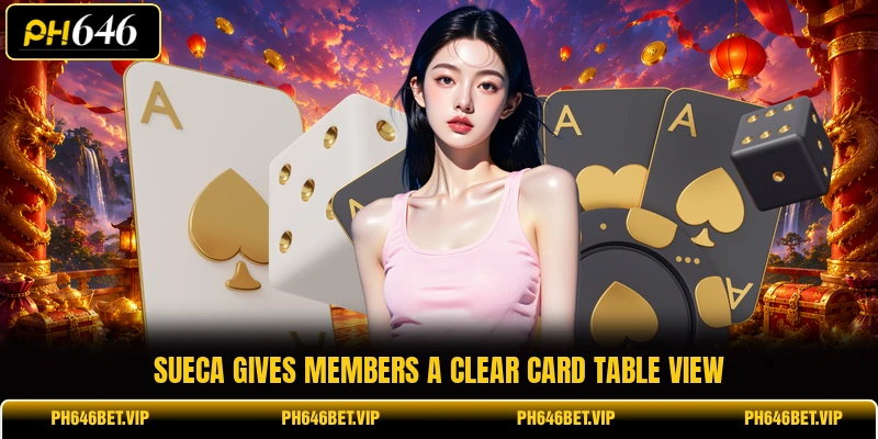 Sueca gives members a clear card table view