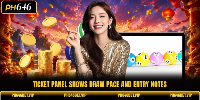 Ticket panel shows draw pace and entry notes